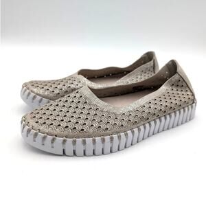 Ilse Jacobsen Ballerina Flat Shoes Round Toe Womens Platin White Size US6.5 EU37
